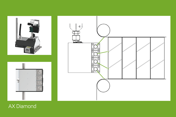 AX Diamond application head with four individually controllable jetting elements